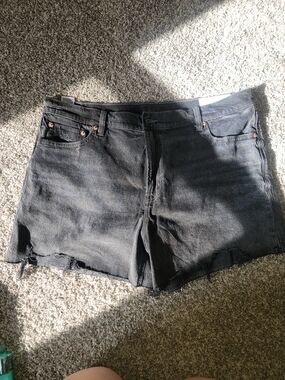 American Eagle Outfitters Black Frayed Hem Denim Ex Boyfriend Shorts
